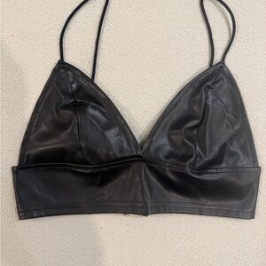 Black Faux Leather Crop Top